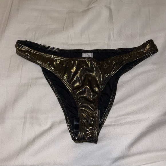 NWT Dippin’ Daisy’s Gold and Black Glittery Bikini Bottom - Picture 2 of 6